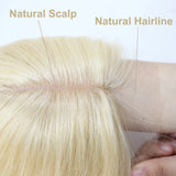 Real Remy Human Hair Closure Topper Silk Base Open Weft Light Blonde #613 Silk Top Soft Breathable for Women with Clips in