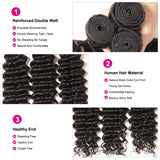 UNice Hair Peruvian Deep Wave Human Hair Hair Bundles 1/3/4 PCS 100% Human Hair Sew In Weaves 12-26 Inch Remy Hair Weave Bundles