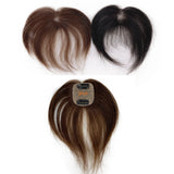Mini Topper Brun avec Frange – 6 Pouces, Base Soie 5x5 cm, Cheveux Humains – Pour Femmes