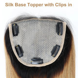 Topper Ombre 5x5” en Cheveux Humains Remy – Base Soie, Clips Intégrés, Effet Cuir Chevelu Naturel