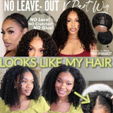 UNice Upgrade Drawstring Kinky Curly V Part Wig Seamless Blend 100% Human Hair V-Part Wig Minimal Leave Out 130% Density