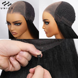 UNice Hair Drawstring Cap Yaki Straight Bob Wig Pre Cut Pre Bleached 7x5 Lace Closure Glueless Wigs Human Hair Ready To Wear Go