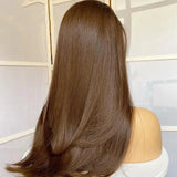 Perruque Lisse Brun Naturel – Sans Colle – Base Soie HD 5x5 – Cheveux Européens