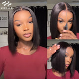 UNice Hair Drawstring Cap Yaki Straight Bob Wig Pre Cut Pre Bleached 7x5 Lace Closure Glueless Wigs Human Hair Ready To Wear Go