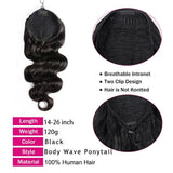 LALAS HAIR Ponytail Body Wave – 100% Remy Clip-in Naturel