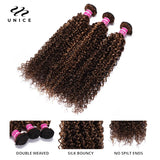 UNice Hair Highlight Blonde Curly Hair 2/3/4 Bundles With Closure 100% Human Hair Lace Closure With Bundles Sew In Quick Weaves