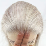 Topper Femme en Cheveux Humains #60 Blond Platine – Base Soie 5x5, Clips Intégrés, Cheveux Européens Vierges