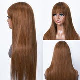 LALAS HAIR Perruque Lisse Châtain Clair #4 – 100% Cheveux Humains