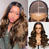 LALAS Hair 7x5 Highlight Body Wave Lace Front Human Hair Wig