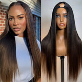 LALAS Hair Perruque V-Part cheveux humains 100% Yaki lisse - Glueless