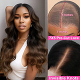 LALAS Hair Ombre Brown Loose Wave 100% Human Hair Pre Cut