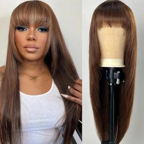 LALAS HAIR Perruque Dégradée Brun Mocha – Cheveux Lisses Naturels