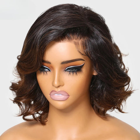 LALAS Hair Ombre Brown Spiral Curls Wavy Lace Front 100% Human Hair